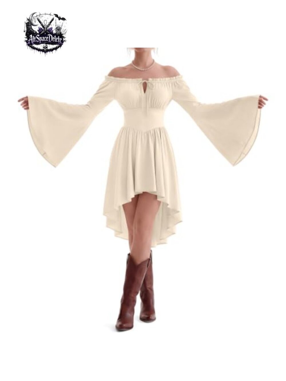 Women Renaissance Dress Medieval Costume Pockets Long Sleeve